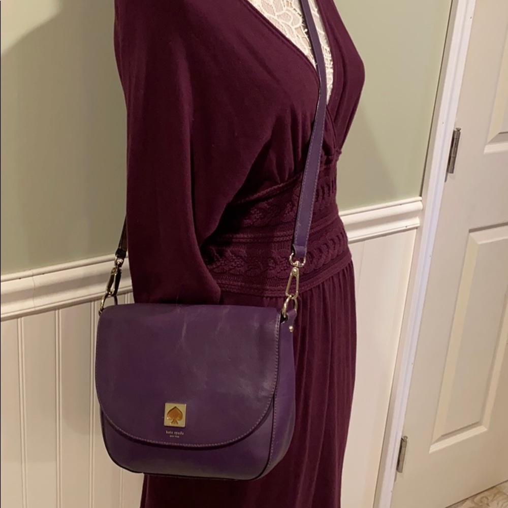 Kate Spade Purple Leather Saddlebag Shoulder Bag - Picture 2 of 14